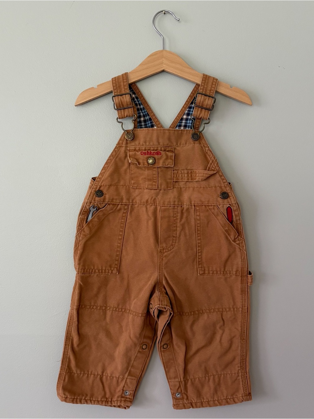 VTG OshKosh B'gosh Tan Toddler Overalls - Durable Cotton Kids Bottoms